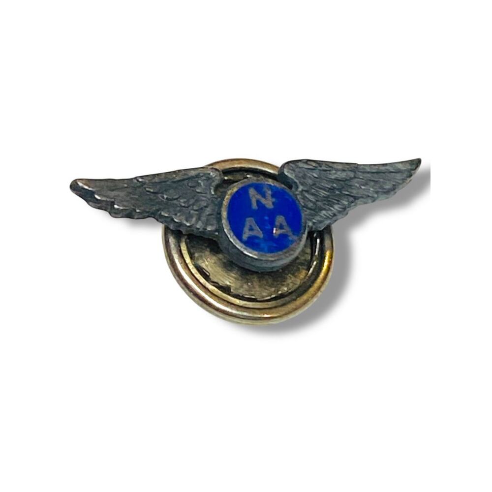 Vintage National Aeronautic Association (Naa) Wings Lapel Pin 1" Sterling Silver